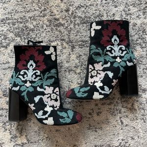 Rebecca Minkoff Black Embroidered Ankle Boots | Size 8